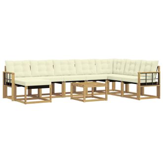 vidaXL Conjunto De Sof&aacute;s De Exterior Con Coj&iacute;n 9 Pcs Blanco Y Crema Vidaxl