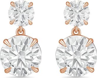 Diana M. Jewels 14KT RG 12.00 Ct TW of Lab grown round diamonds drop earrings