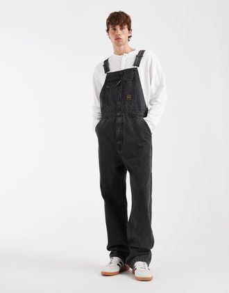 Levi's Workwear salopette di jeans ampia in nero slavato