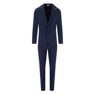 Manuel Ritz Blue Single-Breasted Suit - male - Manuel Ritz - Single Breasted Suits - Blue - 2XL - Suits