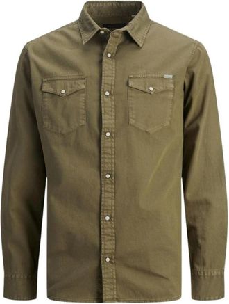 Jack & Jones Stretch Katoenen Overhemd Herfst/Winter Collectie - Heren - Casual Overhemden - Groen - XS - Katoen - Overhemden