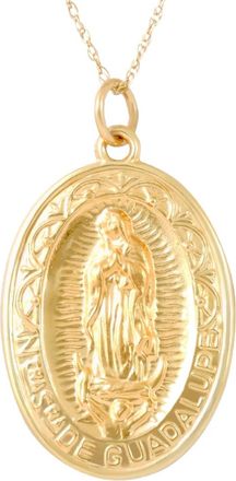Pompeii3 14k White or Yellow Gold Lady Of Guadalupe Medal Pendant 1 Tall 4 Grams