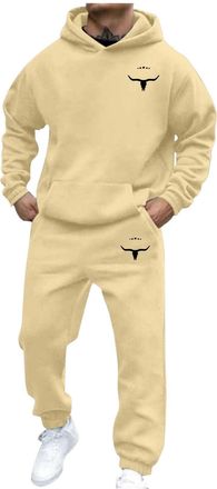 Generic Tracksuit Mens Full Set Long Sleeve Hooded Sweatshirt and Sweatpants Set Hoodie Joggers Sets 2 Piece Fashion Sweatsuits for Men Sport Set Sweatpants a