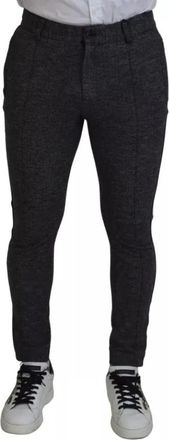 Dolce & Gabbana Chevron Viscose Skinny Pants - Heren - Slim Fit Broeken - Zwart - M - Nylon - Broeken