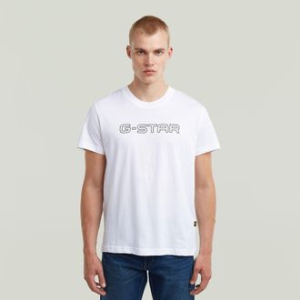 G-Star Outline Corporate Script Logo T-Shirt - Wit - Heren