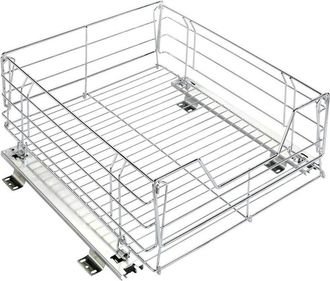 WENKO Cassetto scorrevole per armadio da cucina, organizzazione interna dellarmadio, Maxi, Acciaio, 50x23x50 cm, Cromato - Wenko