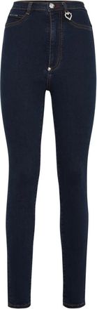 Philipp Plein Super High Waist Jegging - Dames - Skinny Jeans - Blauw - W29 - Katoen - Jeans