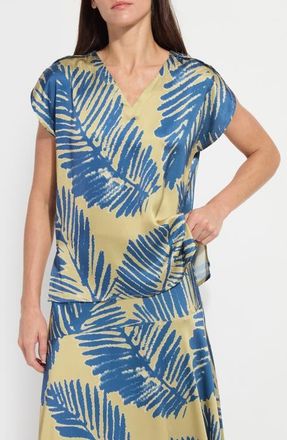 Lyss&eacute; Catriona Tulip Sleeve Hammered Satin Top in Sicilian Palm at Nordstrom, Size X-Large