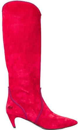 Roger Vivier Red Suede Kitten Heel Boots Size 38