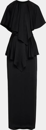 Stella McCartney Lace-Trim Tiered Cape Gown