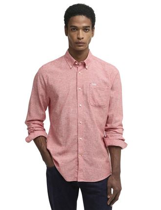 Barbour Overhemd Barbour Regular Fit rood gemeleerd lange mouw