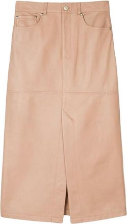 Paul Smith Leather Beige Pencil Skirt Size S