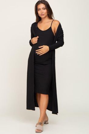 Pinkblush Ribbed Cardigan 2 Piece Set in Black at Nordstrom, Size Medium