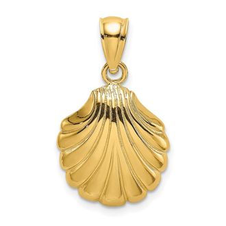 Diamond2Deal 14k Yellow Gold Polished 2-D Scallop Shell Charm Pendant