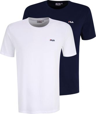 Fila Mens Brod tee/Double Pack T-Shirt, Bright White-Medieval Blue, L