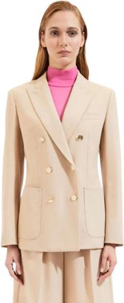 Max Mara Getailleerd Double-Breasted Jasje - Dames - Blazers - Bruin - S - Leer - Jassen