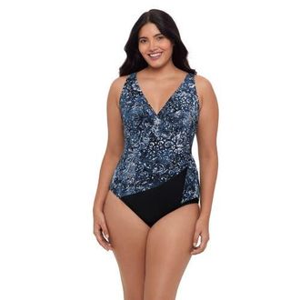 Trimshaper Vera Side-Tie One-Piece Control Swimsuit in Flora & Fauna at Nordstrom, Size 18