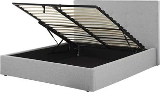 Beliani Estructura de cama de tejido gris 160x200