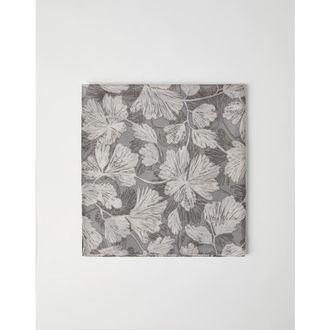 Brunello Cucinelli Grey Silk Floral Scarf, Brand Size OS (US Size OS)