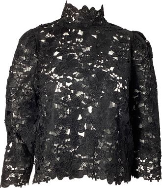 BA&SH Ba & Sh Paul Lace Blouse in Black Polyester