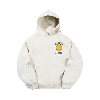 Market Mens Smiley Upside Down Lockup Hoodie In White
