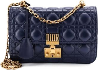 Dior Dioraddict Flap Bag Cannage Quilt Lambskin Medium shoulder bag - Blu