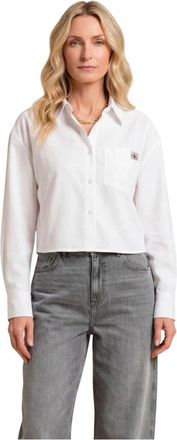 Calvin Klein Jeans Cotton Poplin Cropped Shirt - Dames - Overhemden - Wit - M - Katoen - Overhemden