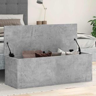 vidaXL Caja De Almacenaje Madera Ingenier&iacute;a Gris Hormig&oacute;n 102x35x35 Cm Vidaxl