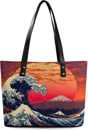 Generic Japanese The Great Wave Tote Bags for Women Cute Shoulder Purses Handbags