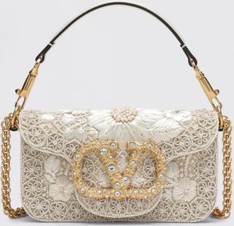 Valentino Garavani Borsa Loc&ograve; Valentino Garavani in rafia ricamata con perline e strass