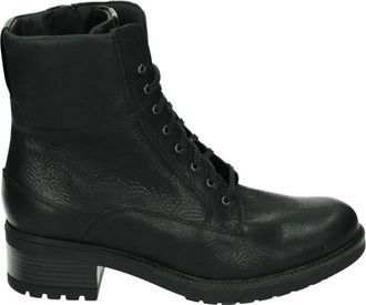 Durea Sportieve Zwarte Leren Schoenen - Dames - Veterlaarzen - Zwart - 41 EU - Leer - Schoenen