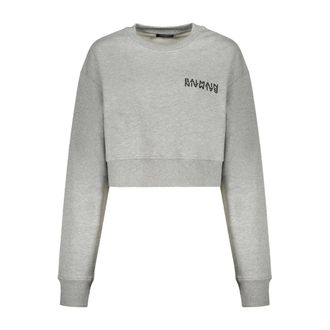 Balmain Sweatshirts, female, Gray, Size: XS Cropped Logo Sweatshirt