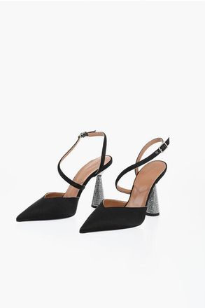 D'accori Satin ARYA Pumps with Rhinestoned Spool Heel 9cm size 36