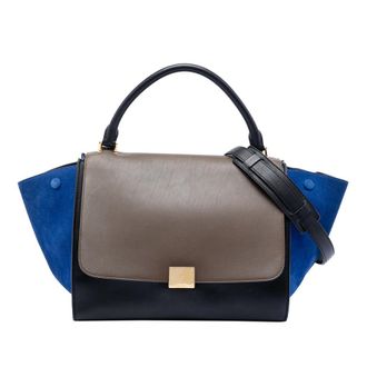 Celine Pre-owned Celine Medium Tricolor Calfskin and Suede Trapeze Satchel Ladies X01NKLPPJI0H1THY