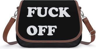 Generic Fuck1 OFF Crossbody Bag Womens Handbag PU Message Bags Shoulder Purse with Adjustable Strap