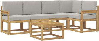 vidaXL Conjunto De Sof&aacute;s De Exterior 6 Uds. Blanco Y Gris Claro Vidaxl