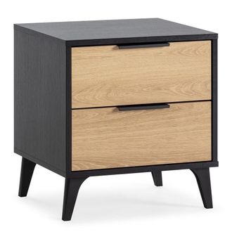 HOMN Mesita de noche 2 cajones color negro/roble