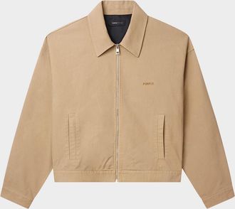 Purple Mens Poplin Full-Zip Logo Shirt Jacket