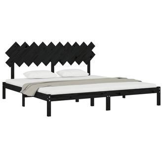 Berkfield Home Beautiful Bed Frame Black 200x200 cm Solid Wood