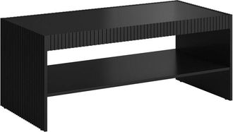 Dmora Mesa De Centro Roasio, Con Estante Y Amplia Superficie De Apoyo, Elevada Del Suelo, 120x57 H50 Cm, Color Blanco