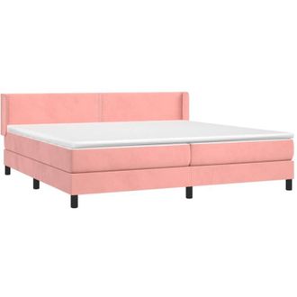 vidaXL Cama Box Spring Con Colch&oacute;n Terciopelo Rosa 200x200 Cm Vidaxl