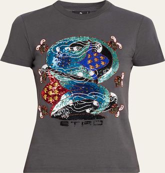 Etro Short-Sleeve Embroidered Graphic T-Shirt