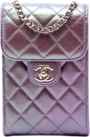 Chanel Pre-owned Vintage Mini Flap Crossbody - Dames - Vintage Mini Tas - Paars - ONE Size - Leer - Vintage