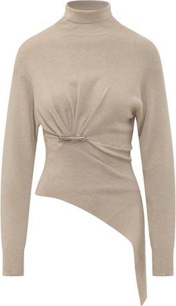 Lanvin Lange mouwen trui - Dames - Coltruien - Beige - S - Truien & Vesten