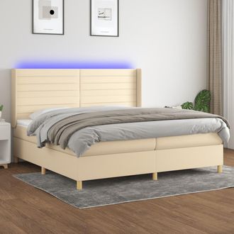 vidaXL Vidaxl - Cama Box Spring Colch&oacute;n Y Luces Led Tela Crema 200x200 Cm