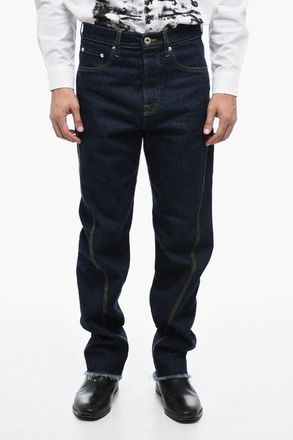Lanvin Jeans Straight Fit Sfrangiato con Dettaglio Cucitura 21cm Lanvin