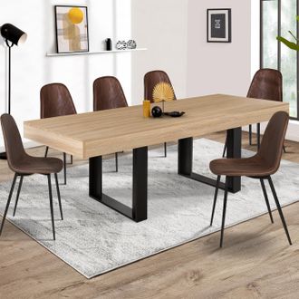 IDMarket Mesa De Comedor Phoenix Para 8 En Madera Y Negro 200 Cm
