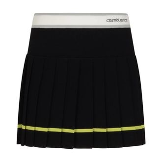 Casablanca Short Skirts, female, Black, Size: XS Striped Pleated Skirt