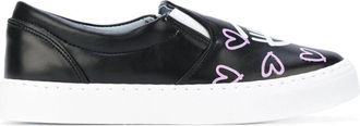 Chiara Ferragni Slip-On Hearts Sneakers - Dames - Sneakers - Zwart - 38 EU - Leer - Schoenen