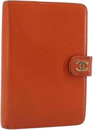 Chanel Pre-owned Accessories, female, Orange, Size: ONE SIZE Pre-owned Leather Home-Office Accessory